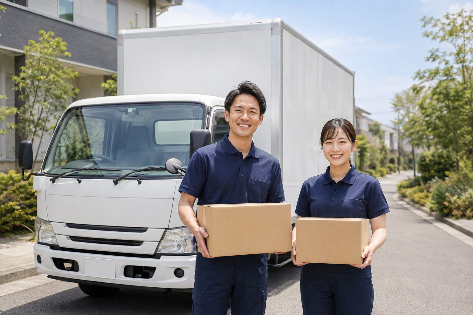 カラッポ舎のスタッフ2名と回収トラック